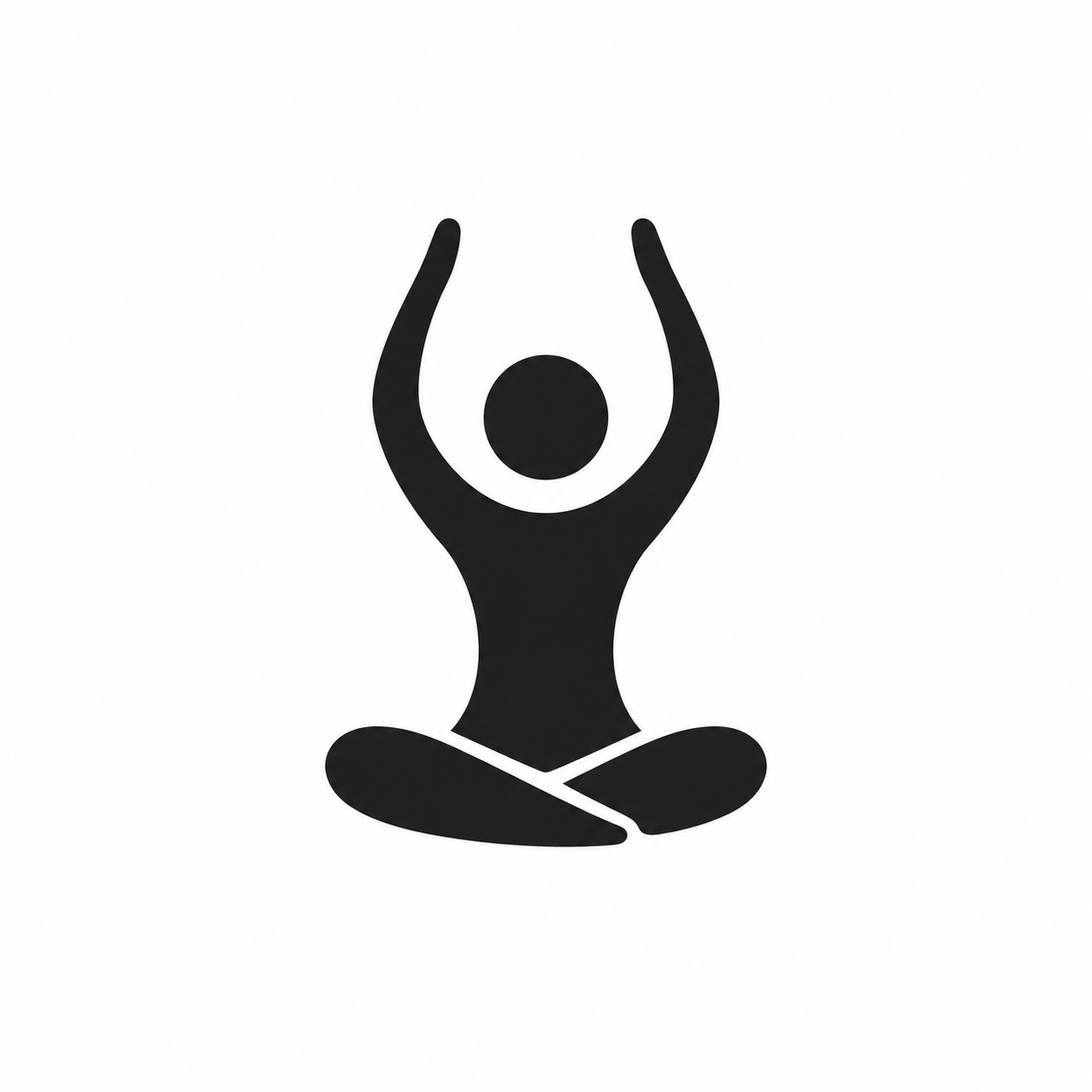Seated figure with arms raised overhead